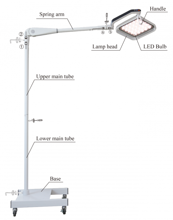 Floor Type Led Medical Examination Lamp With Color Temperature Adjustment
