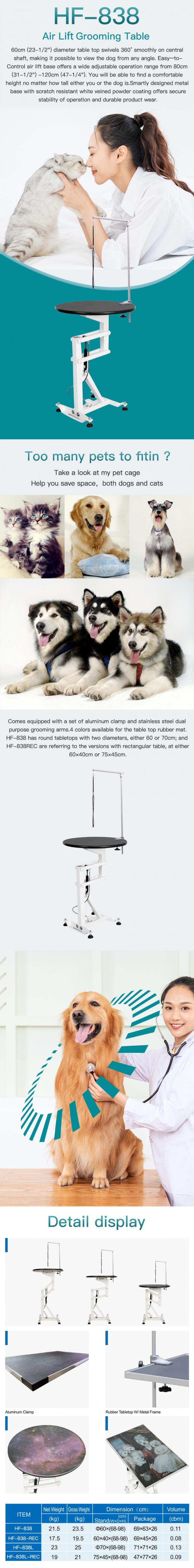 838EREC Hydraulic Pet Grooming Table Adjustable Air Lift Table Top